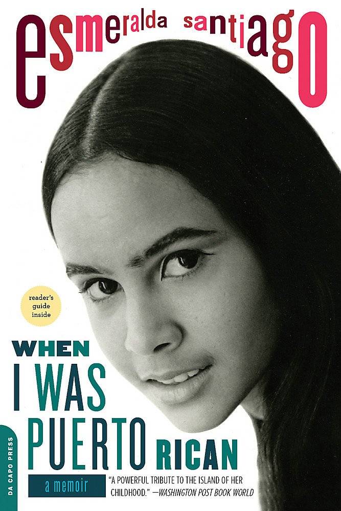 "when I was Puerto Rican" book cover featuring a photo of a young woman with winged eyeliner looking towards the camera
